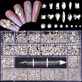 Nail Rhinestones - Professional Nail Crystal Kit, 9000pcs Multi Shapes Glass Crystal AB Rhinestones for Nail Art for Nail Art Supplies Accessories (8)