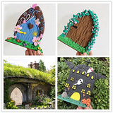 NBEADS 36 Pcs Mini Wooden Fairy Door, 6 Patterns Blank Unpainted Garden Door Wood Elf Door with 2 Pcs Paint Pots and Brushes Pens for Embellishments Dollhouse DIY Craft