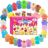MKAKJWAW 26 Pack Butter Slime Kit, Mini Fruit Slime Theme, Party Favor Birthday Gift for Kids, Stress Relief and Parent-Child Toys