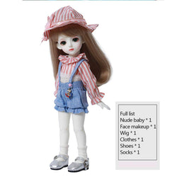 1/6 Bjd Doll Sd Doll 26cm 10.2 Inches Lovely Simulation Doll Toy Full Set -with Clothes, Wig, Shoes, Birthday Children's Day