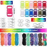 12 Colors Paracord Bracelet Making Kit DIY Friendship Bracelets Set for Girls Charm Jewelry Making Kit Birthdays Gifts Art and Crafts for Teen Kids Age 8+