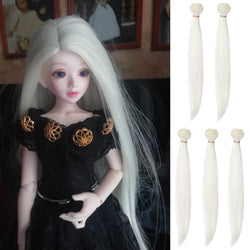 5pcs/lot 25cmx100cm Long Straight Synthetic White Handcraft Hair Extensions for Making BJD Pullip Doll's Wig
