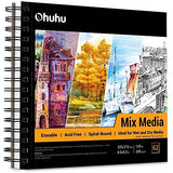 Ohuhu Pastel Markers, Ohuhu 48 Colors Alcohol Brush Markers Double Tipped Brush & Chisel Sketch Marker+Mix Media Pad, Ohuhu 8.9"×8.3" Mixed Media Art Sketchbook