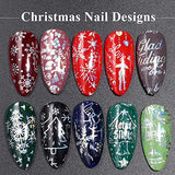 10 Sheets Snowflake Nail Foil Transfer Sticker - 3D Holographic Laser Winter Nail Art Stickers Decals Snowflake Flower Xmas Elk Christmas Foils Transfer DIY Manicure Nail Decorations for Women Girls