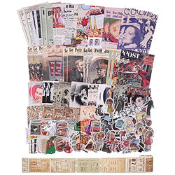 Motarto 200 Sheets Vintage Scrapbook Sticker Paper Pack with Antique Paper Tape for Retro Craft Supplies Junk Journal Room Decor Wall Art Collage Album, Vintage