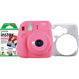 Fujifilm Instax Mini 9 Instant Film Camera Holiday Bundle (Flamingo Pink) 1 x Pack 10 Sheets instax Film with Pink Instax Groovy Case