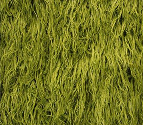 Faux Fur Long Pile Curly Fabric ALPACA Sold By The Yard (LODEN GREEN)