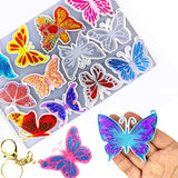 Butterfly Keychain Mold, Silicone Resin Molds for Keychain, 12 Styles Butterfly Jewelry Pendant Mold for Epoxy Resin, Unique Keychain Ornament Mold with Hole DIY Craft Kit Gift for Adults Kids