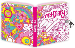 Peaceable Kingdom Rainbow World Color-In Shiny Foil Cover 6.25" Lock and Key, Lined Page Diary for Kids