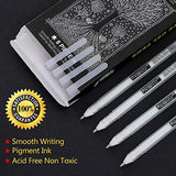 PANDAFLY White Gel Pen Set - 0.8 mm Extra Fine Point Pens Gel Ink Pens for Black Paper Drawing, Sketching, Illustration, Card Making, Bullet Journaling, Pack of 8