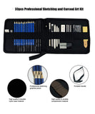 Graphite Drawing Pencils and Sketch Set (33-Piece Kit), Complete Artist Kit Includes Charcoals, Pastels and Zippered Carry Case