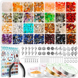 Crystal Jewelry Making Kit for Adults, Paxcoo Ring Making Kit with 28 Colors Crystal Gemstone Beads, Jewelry Wire and Pliers for Ring Making, Jewelry Making Supplies