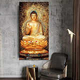 Golden Buddha Lotus Feng Shui Paintings Wall Art Posters and Prints Canvas Painting Wall Art Pictures Home Decor-27.5 ”x55.1”(70x140cm)Frameless