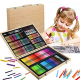 KINSPORY 239 PCS Art Set, Wooden Coloring Art Supplies Case, Painting Drawing Kit Markers Crayon Colour Pencils Sketch Pad for Budding Artists Kids Teens Boys Girls
