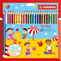 Colouring Pencil - STABILO Trio Thick Wallet of 24 Assorted Colours + Sharpener