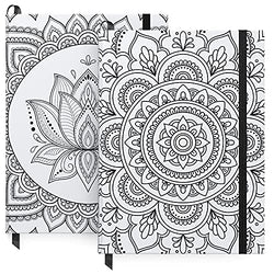 Arteza Journal Blank Page Notebooks, Set of 2, 6 x 8 Inches, 96 Sheets Each, Mandala Design, 2 Blank Art Journals with Smooth Paper, School Supplies for Planning, Writing, and Sketching