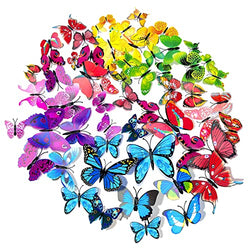Wall Decal Butterfly, Topixdeals 48 PCS 3D Butterfly Stickers with Sponge Gum and Pins, Removable Wall Sticker Decals for Room Home Nursery Decor