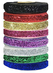 Metallic Velvet Ribbon for Crafts - Hipgirl 40yd 3/8" Glitter Sparkle Ribbon For Christmas Holiday,