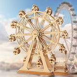 Rolife Ferris Wheel Wooden Puzzle Toy 3D Wooden Model Kits Architecture Kits Great Gifts for Boys,Girls,Women,Children,Adult