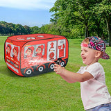 Temi Fire Truck Tent - Foldable Pop Up Pretend Play Tent | Playhouse for Kids Outdoor Indoor | Included Role Play Firefighter Costume and Fire Tools (44x26in)