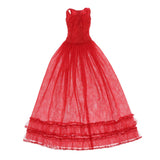 CUTICATE 1/3 Dolls Lace Tulle Sleeveless Princess Doll Dress, for BJD Doll Wedding Party Outfits, 60cm Girl Doll Formal Dress - Red