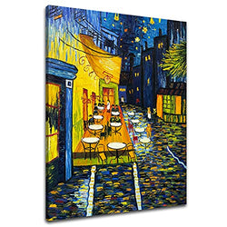 Oil Paintings Van Gogh the Cafe Terrace on the Place Du Forum Reproduction Hand Painted Oil Paintings on Canvas Wall Art(24x32)
