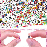 EuTengHao Small Pony Seed Beads Letter Beads Set for Jewelry Bracelets Making with with Two 0.8mm Clear Bracelet String 0.4mm Glass Seed Beads"A-Z" Alphabet Letter Beads for Friendship Jewelry Making