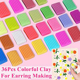 310Pcs Polymer Clay Earring Making Kit Include 36Colors Clay, 22Shapes Clay Earring Cutters Molds, Stencil, Rollers, Jewelry Pliers, Earring Hooks Accessories for Polymer Clay Earrings Making Supplies