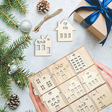 27PCS Wooden House Shaped Embellishments Unfinished Blank Wood Hanging Ornaments for Farmhouse Christmas Tree Decoration, Christmas Gifts for Kids