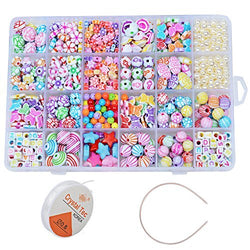 550 Pcs Mixed Shapes Multicolor Acrylic Beads with Box for DIY Kids Bracelets/Necklaces