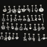 RUBYCA 40Pcs Tibetan Silver Color Connector Bails Mix Beads with Pendant fit Charm Bracelet 201