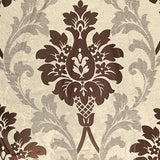 Brown Velvet Jacquard Damask Fabric 118'' Wide sold By The Yard for Curtains, Drapery, Upholstery