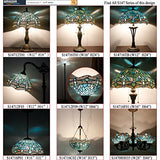 Tiffany Style Reading Floor Lamp Sea Blue Stained Glass with Crystal Bead Dragonfly Lampshade 64