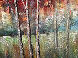 Boiee Art,24x36Inch Hand-Painted Birch Trees in Fall Oil Paintings Red Tree Canvas Wall Art Landscape Artwork Modern Home Decor Art Wood Inside Framed Hanging Wall Decoration Abstract Painting