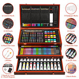 Art Supplies, Deluxe 174 Pieces Art Set Painting Supplies in Portable Wooden Case, Crayon, Oil Pastels, Colored Pencils, Acrylic Paint, Professional Art Kit Drawing Supplies for Kids & Beginners