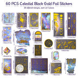 192 Pieces Celestial Stickers Vintage Stickers for Scrapbooking Planet Moon Space Stickers Astronomy Washi Stickers Journaling Supplies for Scrapbook Junk Journal DIY Crafts Album Phone Cases Laptops