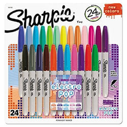 sharpie Fine Electro Pop Marker, Fine Point, Assorted, 24/Pack