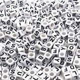 Trasfit 600 Pieces White Acrylic Alphabet Letter"A-Z" Cube Beads for jewelry making, Bracelets,