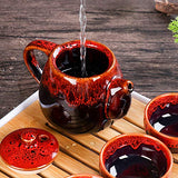 Chinese Style Kungfu Ceramic Portable Travel Tea Set, with Teapot TeacupsTea Canister Tea Tray and Travel Bag Suitable for Travel Home Outdoor and Office (RED)