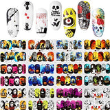 IDALL Halloween Party Nail Art Water Transfer Stickers - 48Sheets Mixed Pattern Metallic Nail Stickers,Manicure DIY Nail Decals, Skull Devil Vampires Bat Pumpkin Art Design Nail Decorations