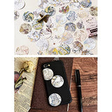 Kawaii Vintage Paper Stationery Sticker Set Animal Plant Owl Rabbit Bird Pocket Watch Famous Painting Hot Air Balloon Hemisphere for Gift Packing Scrapbooking Album Planner Journal Arts DIY Craft