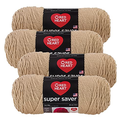 Red Heart Super Saver Yarn (4-Pack of 7oz Skeins) (Buff)