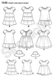 Simplicity 1449 Easy to Sew Toddler Girl's Dress and Hat Sewing Patterns, Sizes 2-4