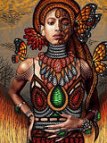 5D Diamond Art Kits African American Wall Art African Woman 5D Diamond Painting Kits for Adults Bizarre Portrait Butterfly Women Rhinestones Painting Home Wall Decor Art Framed Room Decor 12x16 Inch