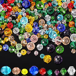 1000 Pcs Crystal Beads for Jewelry Making Faceted Bicone Round Crystal Glass Beads Bracelet Making Kit Briollete Rondelle Shape Assorted Colors Loose Beads for Bracelets Necklace Pendants DIY Supplies