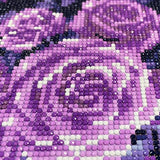 MXJSUA Diamond Painting Kits for Adults, Round Full Drill Diamond Painting Kits 5D DIY Diamond Painting by Number Kits Diamond Art Kits for Home Wall Decor Purple Flash Rose 12x12 Inch