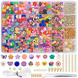 About 1138 Pcs Clay Beads for Bracelets Making, Flat Round Polymer Clay Charms Beads, Art Crafts Spacer Beads with String and Tweezers for Girls Women DIY Jewelry Bracelets Necklace Making Kit