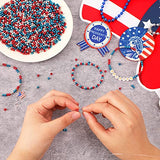 Independence Day Beads, DECYOOL 1200Pcs 4mm Patriotic Spacer Beads 4th of July Loose Ball Round Beads for DIY Bracelet Jewelry Making Craft, Red & Silver & Blue