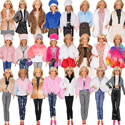 ZTWEDEN Winter Doll Coat Jacket Clothes Set for 30cm Girl Doll, 11.5 inches Winter Fashion Sweater Tops with Jeans Party Dress Skirts T-Shirt Hat Shawl for 11.5'' Female Doll for Xmas Gift