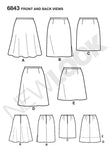 New Look Sewing Pattern 6843 Misses Skirts, Size A (8-10-12-14-16-18)